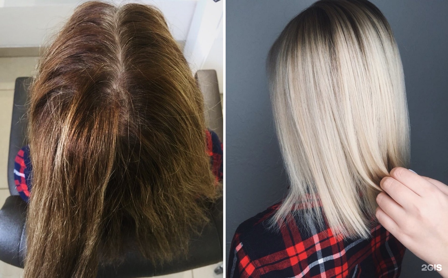 Окрашивание волос техника до и после