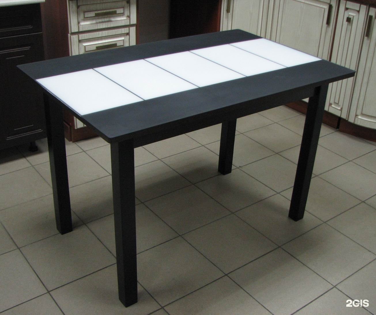 Стол обеденный Техно (КС-001/стекло) бело-черный/ноги хром