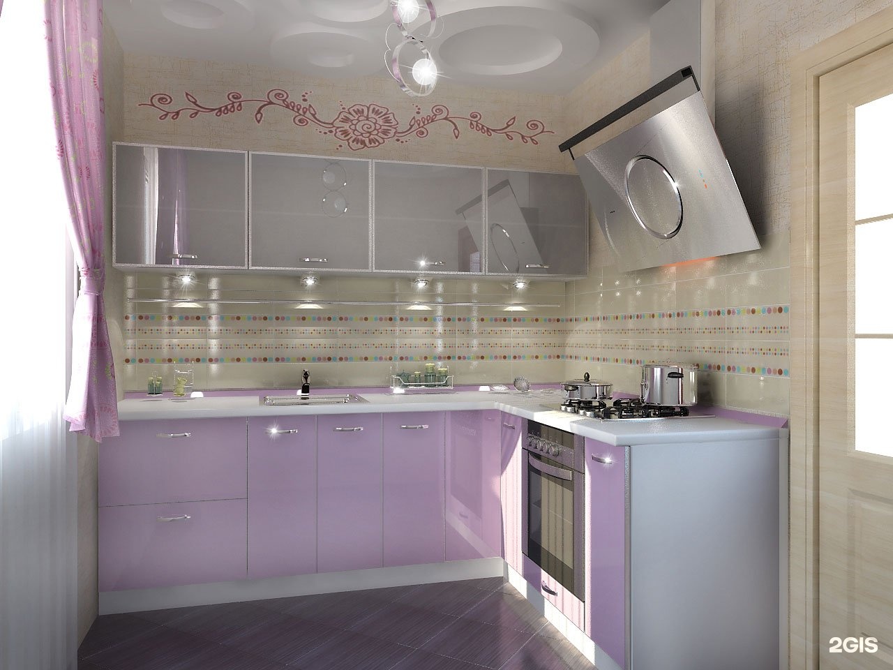 Перламутровая кухня. Кухня в сиреневых тонах. Кухня в фиолетовых тонах. Кухня в лиловых тонах. Серо сиреневая кухня.