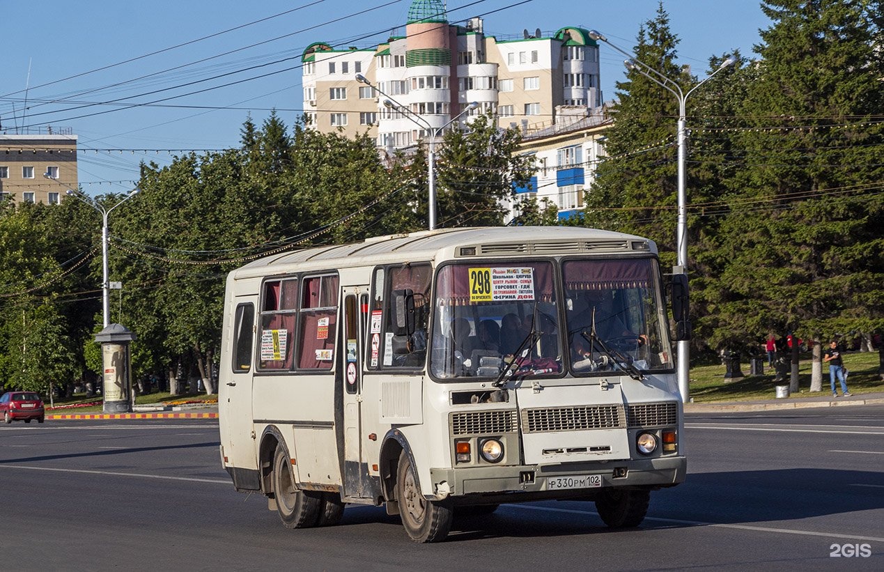 298 маршрутка в Уфе - маршрут на карте c остановками.